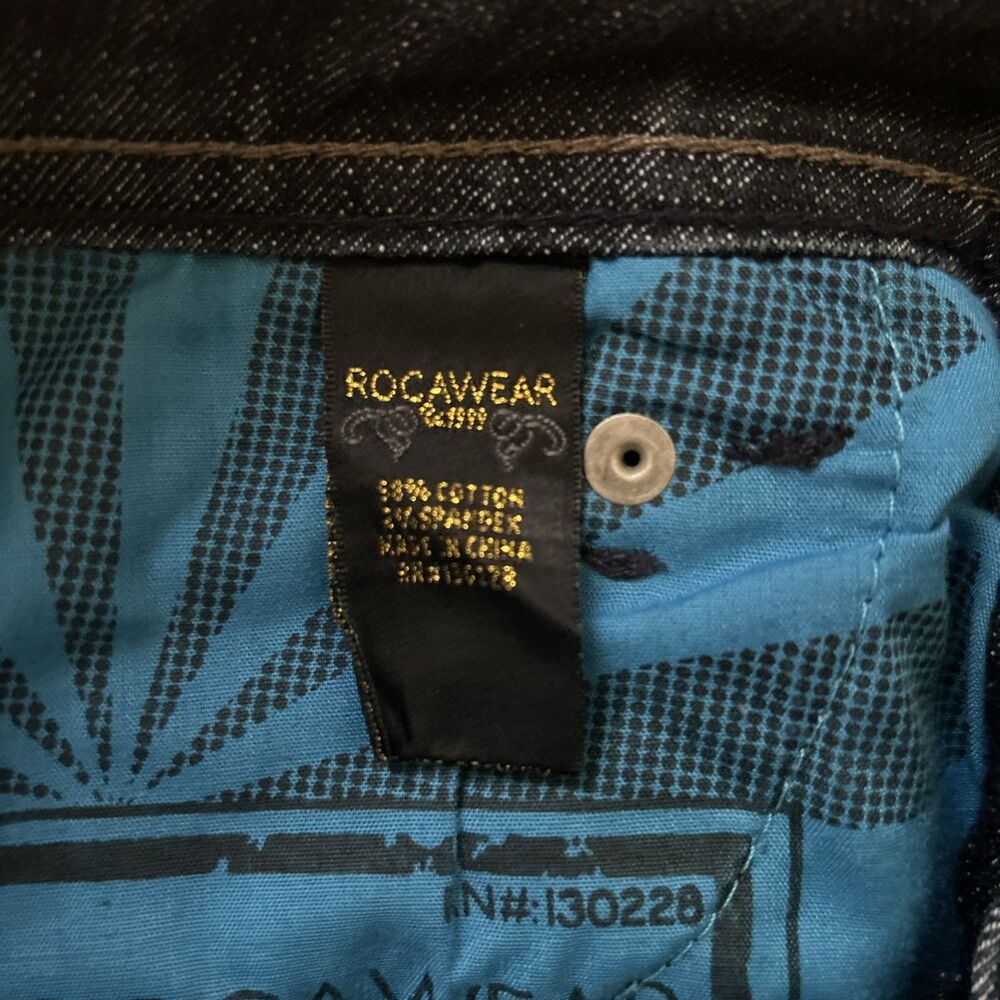 Vintage Rocawear Women’s Size 3 Hannah Skinny‎ Leg Embroidered Denim Jeans 28x23 - Picture 5 of 6